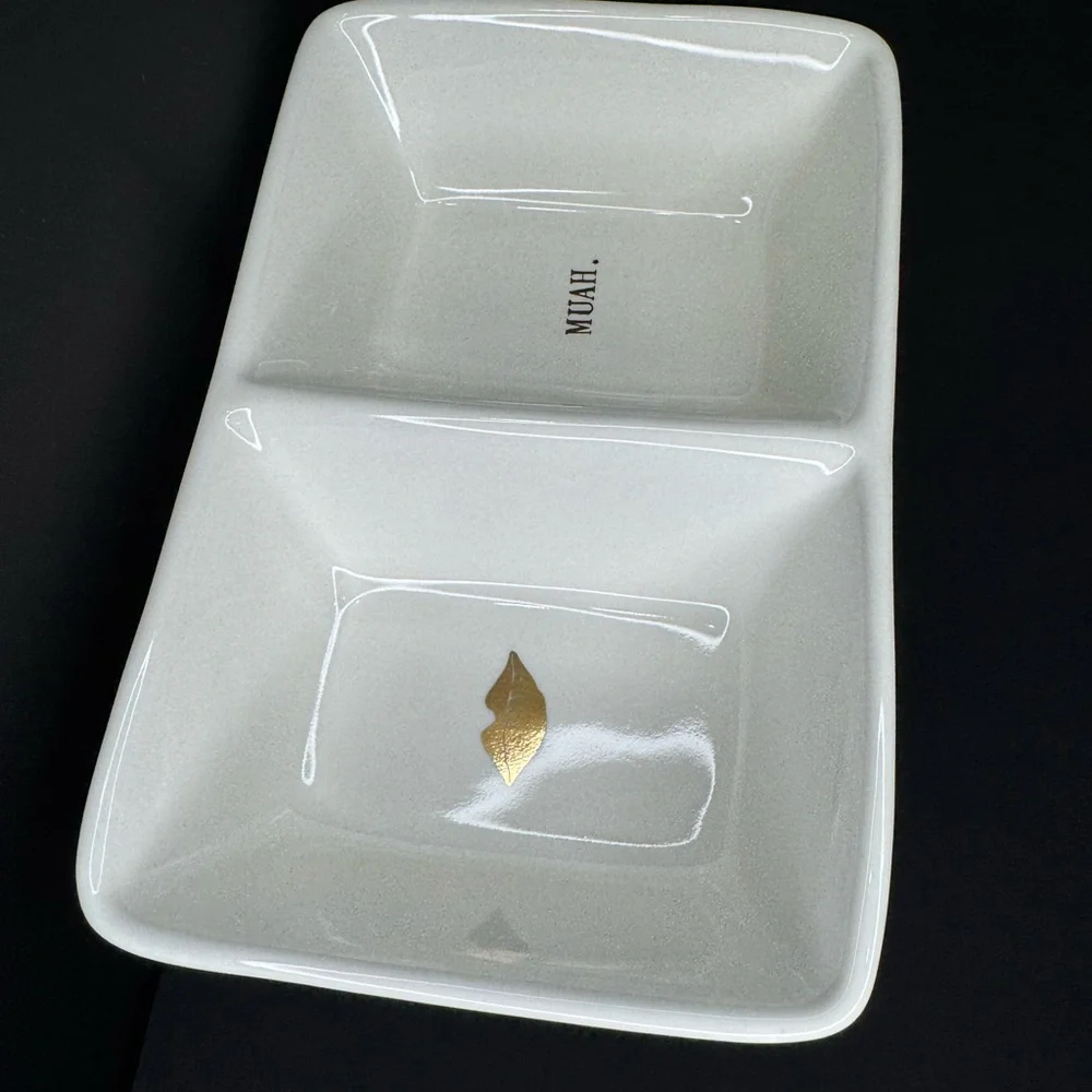 Rae Dunn White Ceramic Divided Dish